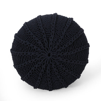 Bordeaux - Knitted Cotton Round Pouf Ottoman And Floor Cushion Home Essentials