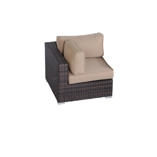 Outdoor 33" Wide Corner Wedge With Cushions - Beige / Brown LSI Patio Furniture