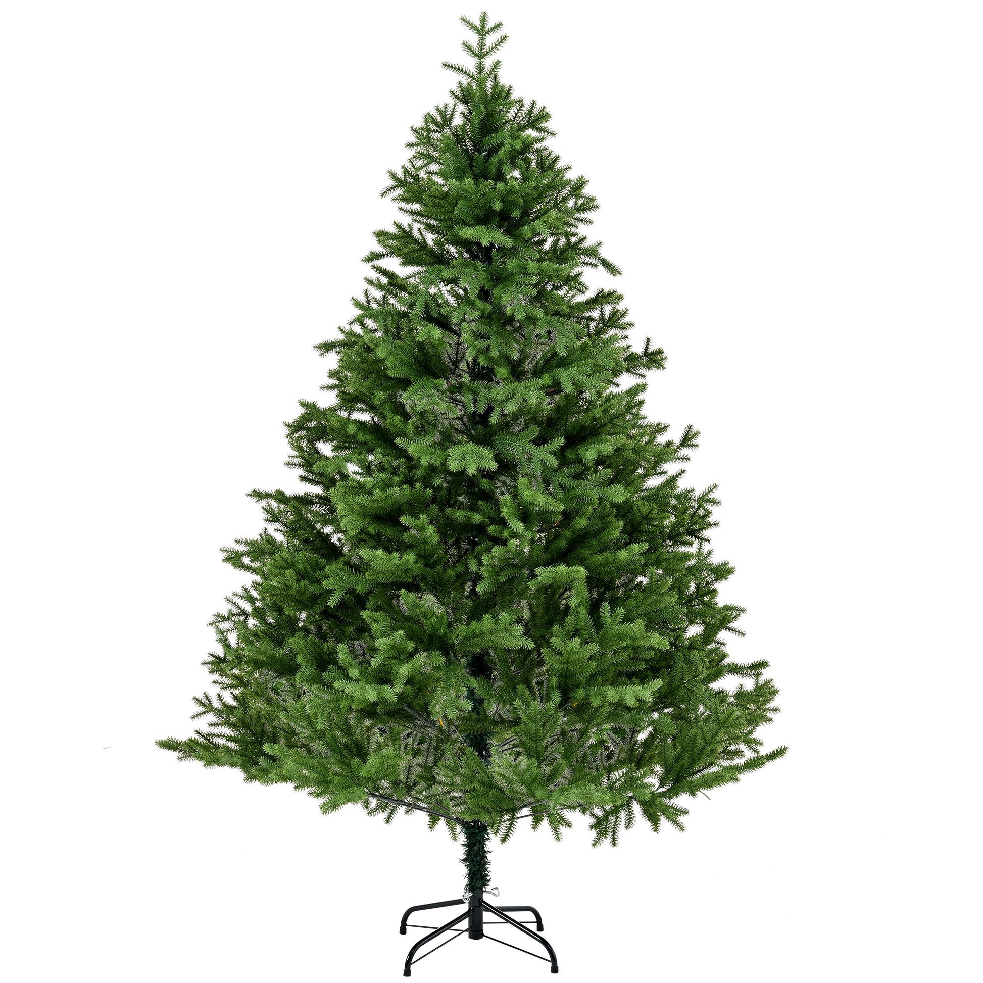 7Ft Spruce Full Christmas Tree Unlit With Hinged Branches And Foldable Stand - Green Daily Nest