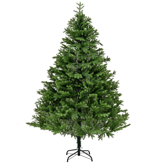 7Ft Spruce Full Christmas Tree Unlit With Hinged Branches And Foldable Stand - Green Daily Nest