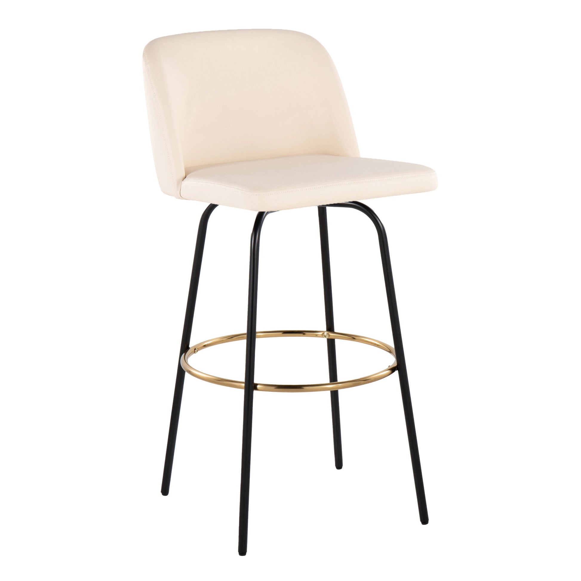 Toriano - Contemporary Fixed Height, Barstool With Swivel & Round Footrest (Set of 2) Lumi Source