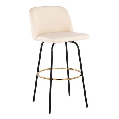 Toriano - Contemporary Fixed Height, Barstool With Swivel & Round Footrest (Set of 2) Lumi Source