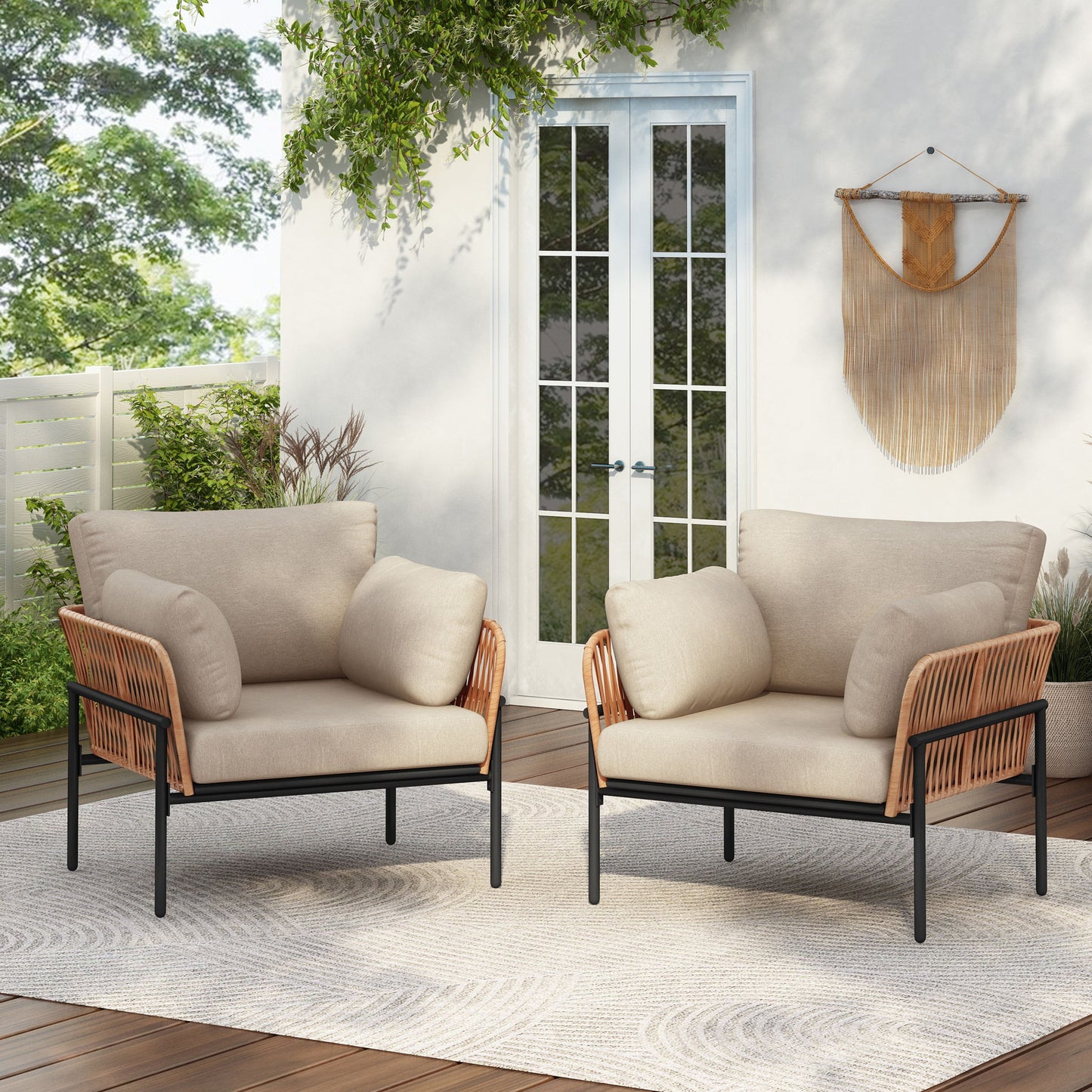 Rope Lounge Chair With Cushions For Modern Spaces Noble House