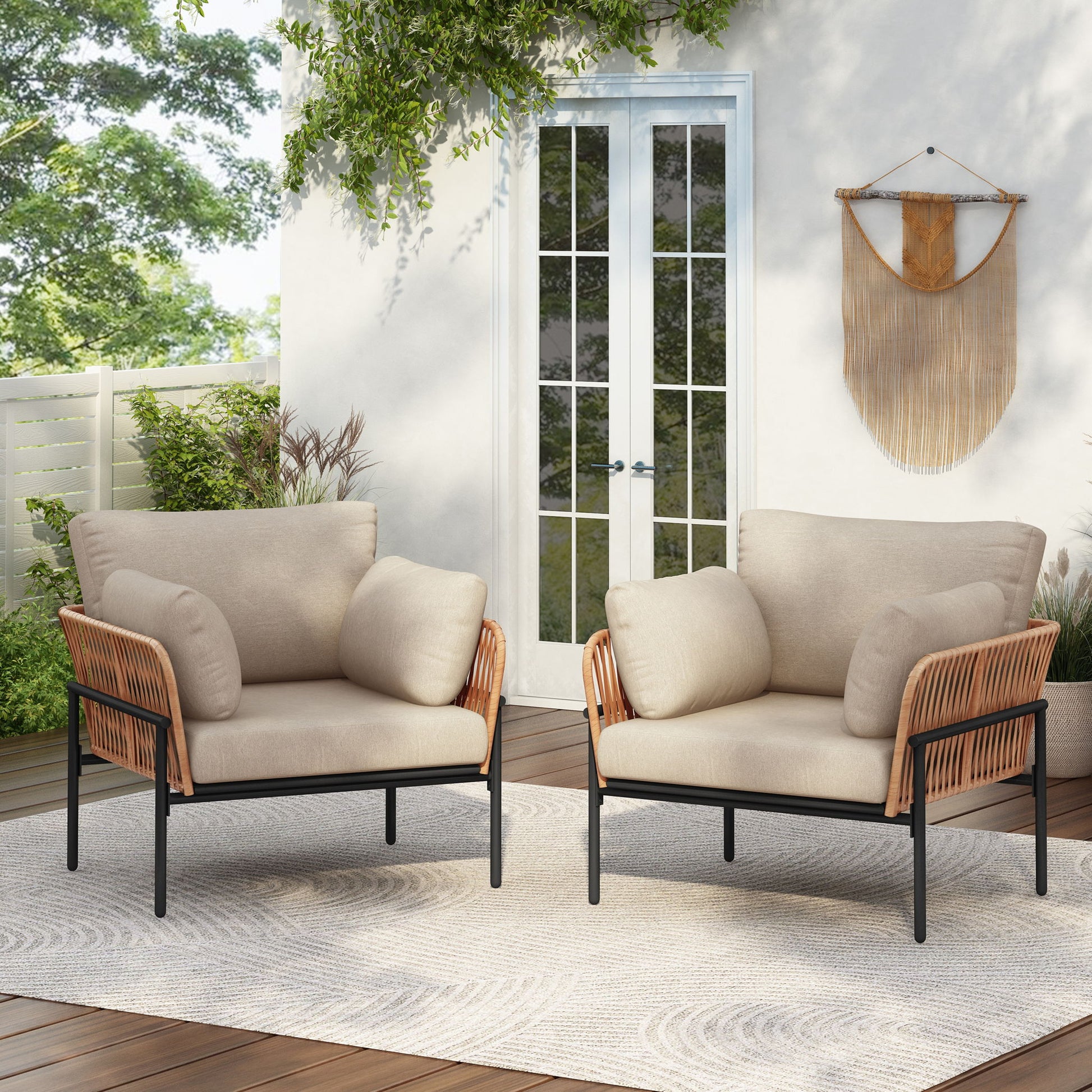 Rope Lounge Chair With Cushions For Modern Spaces Noble House
