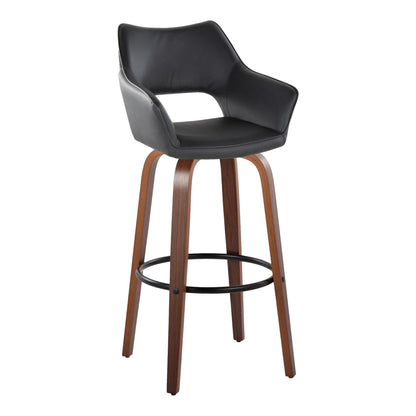 Mustang - Contemporary Fixed Height Barstool With Swivel & Round Footrest (Set of 2) Lumi Source
