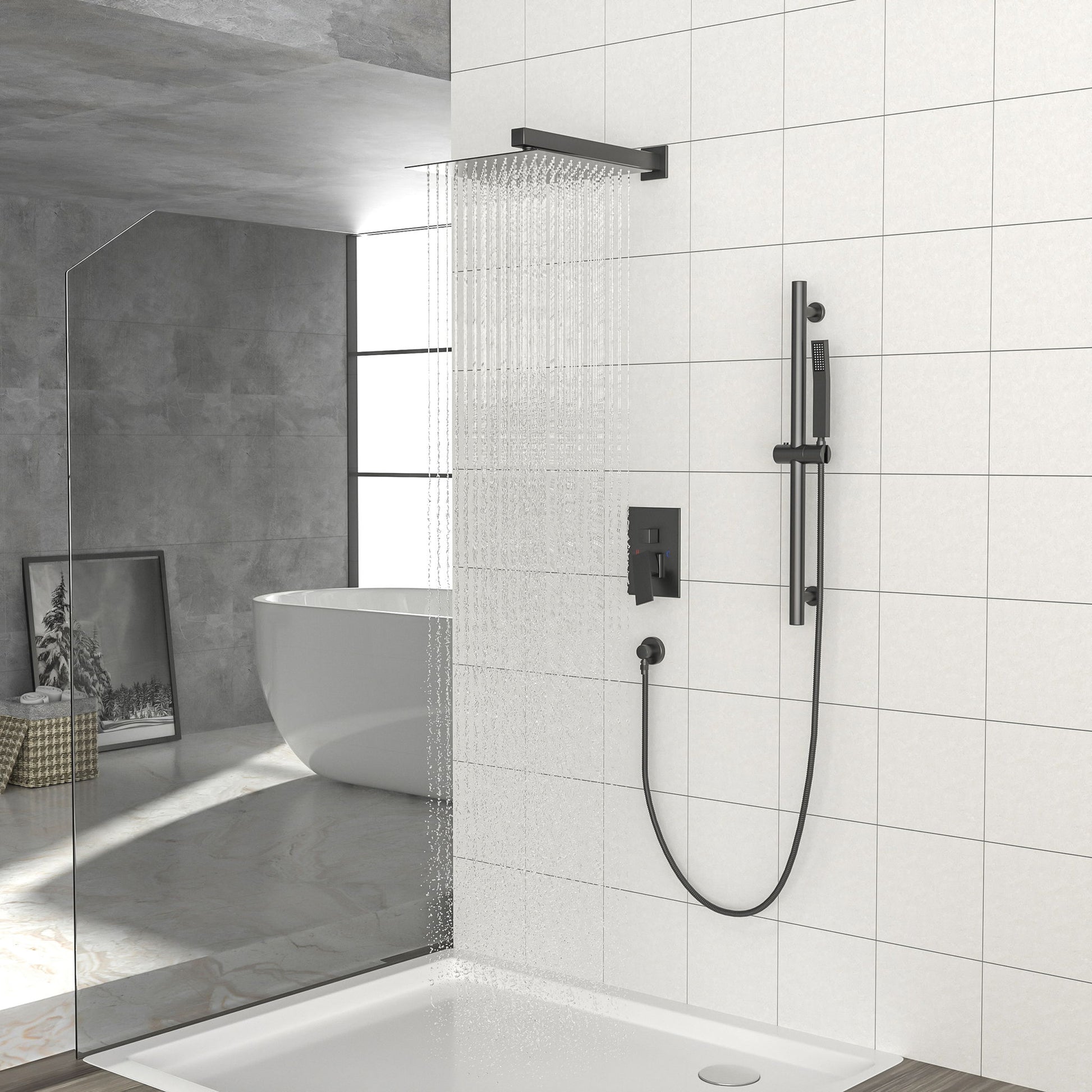 Modern Shower System With Adjustable Slide Bar, Stainless Steel And Brass Construction Daily Nest