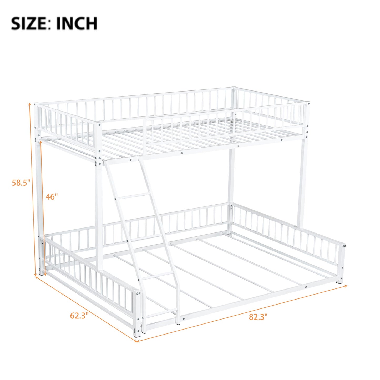 Bunk Bed Frame With Ladder And Safety Guardrails Dreamland