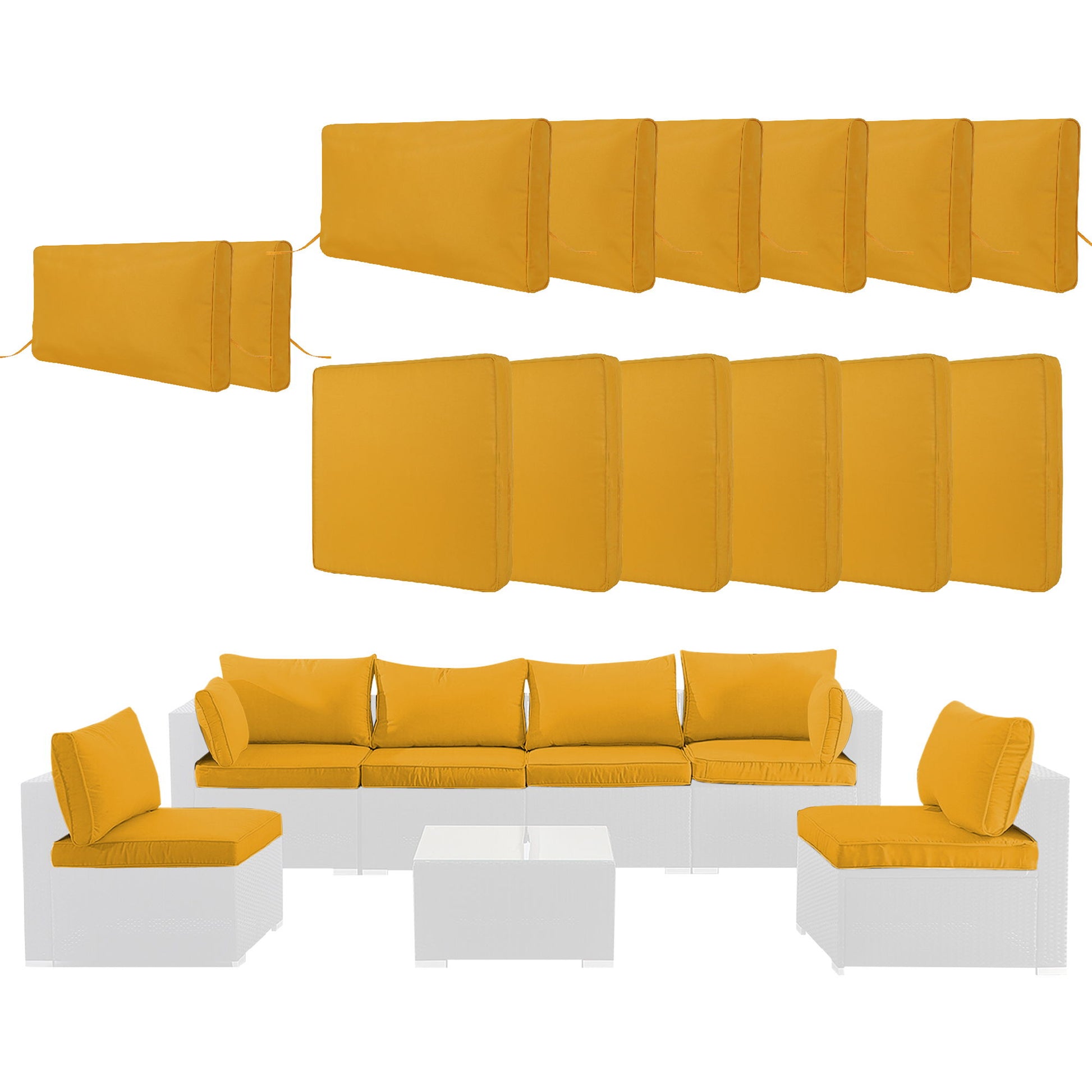14 Pack Cushion Covers For 7 Piece Wicker Rattan Sectional Sofa Home Essentials
