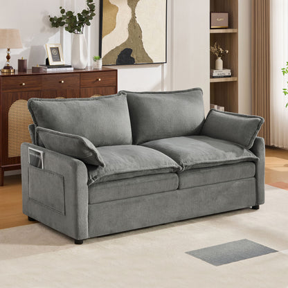 Modern Loveseat Sofa, Upholstered Couch With Side Storage Pockets Hearth and Haven