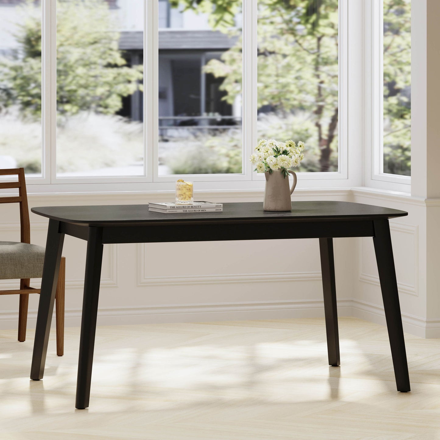 Retro Dining Table With Faux Wood Top Noble House
