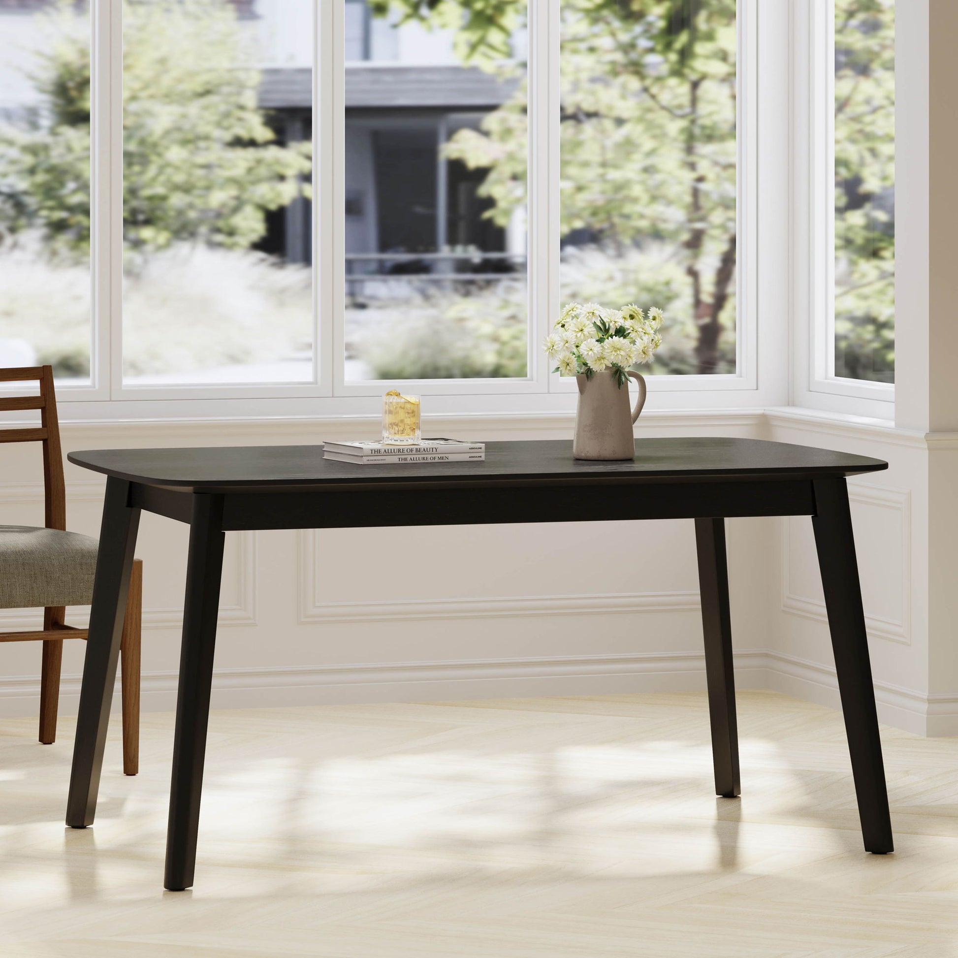Retro Dining Table With Faux Wood Top Noble House