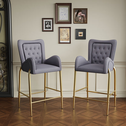 Velvet Fabric Counter Height Bar Stools (Set of 2) Noble House