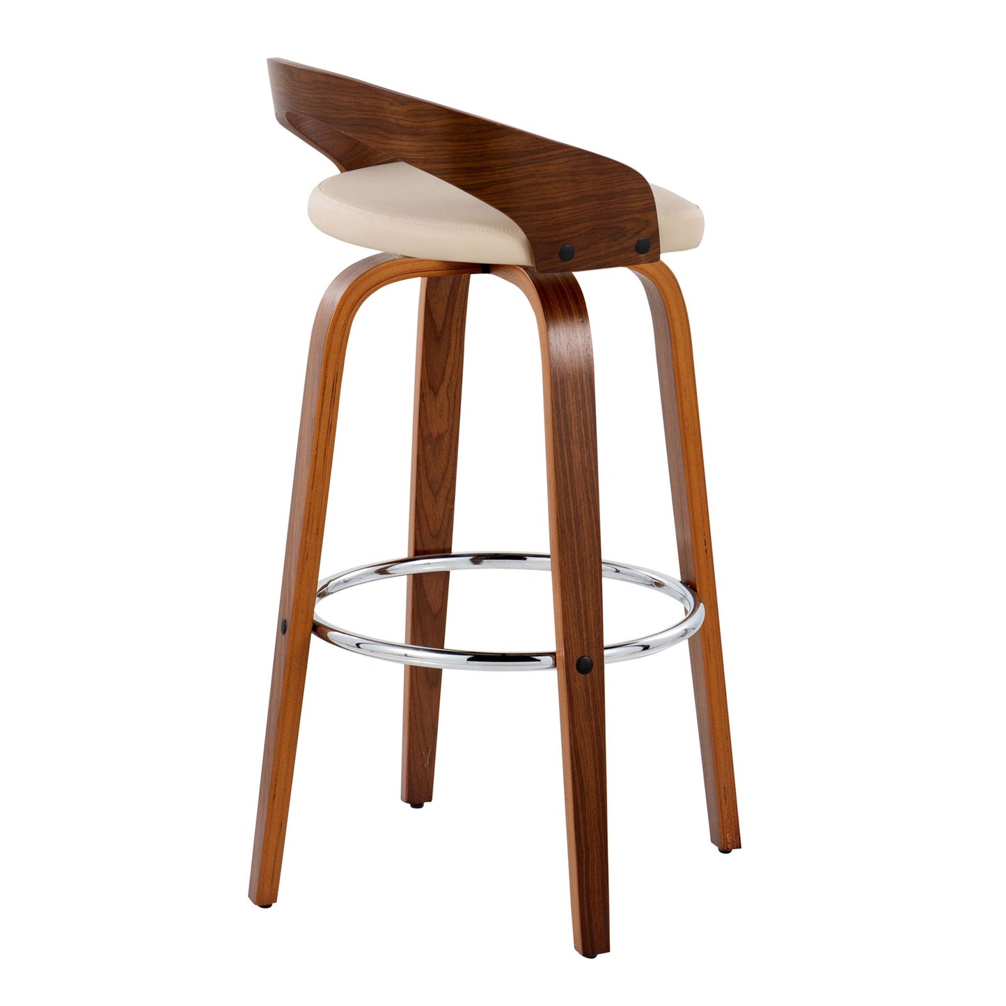Grotto - Contemporary Fixed Height Barstool With Swivel With Round Footrest (Set of 2) Lumi Source