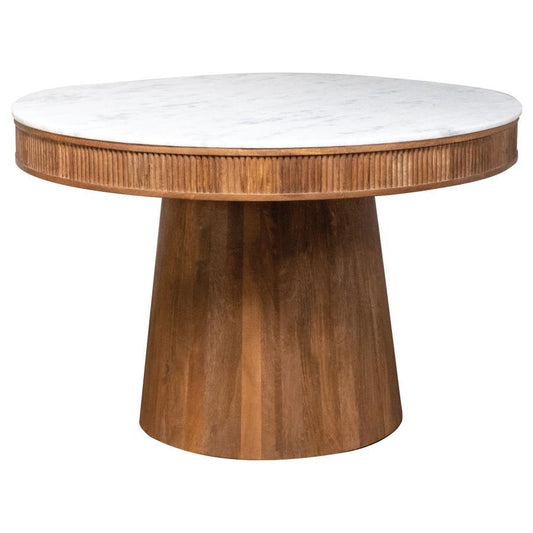 Ortega - Round Marble Top Wood Dining Table - Natural CoasterElevations