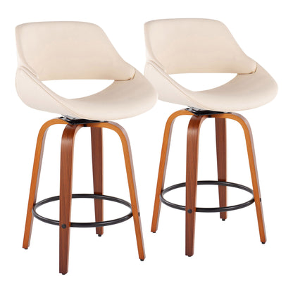 Fabrico - Mid Century Modern Fixed Height Counter Stool And Round Footrest (Set of 2) Lumi Source
