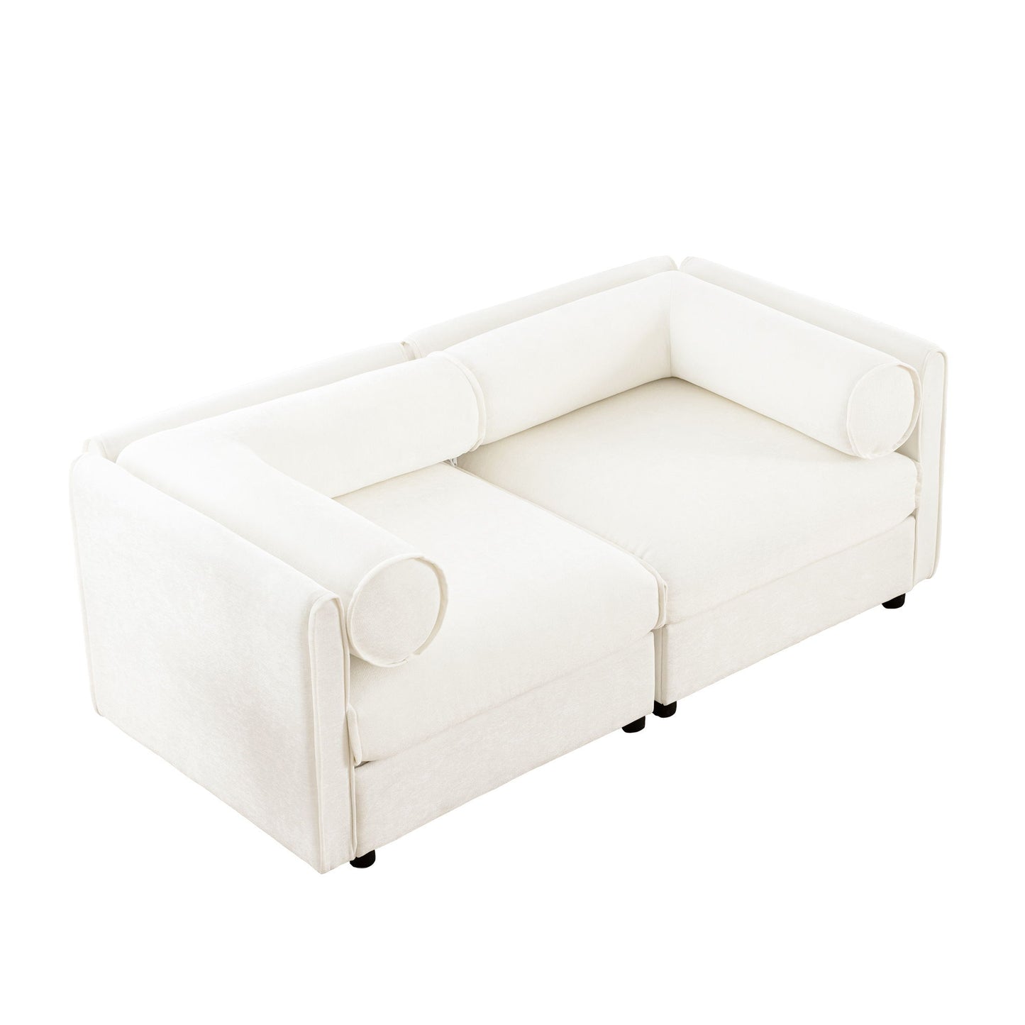 Stylish Chenille Sofa With Storage Seat And Cylindrical Backrest Home Essentials