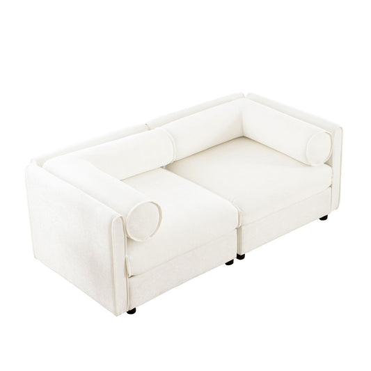 Stylish Chenille Sofa With Storage Seat And Cylindrical Backrest Home Essentials