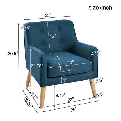 Modern Arm Chair With Tufted Back And Wooden Legs Noble House