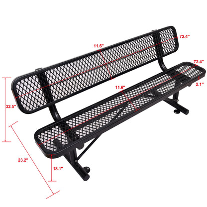 6' Outdoor Steel Bench With Backrest Home Essentials