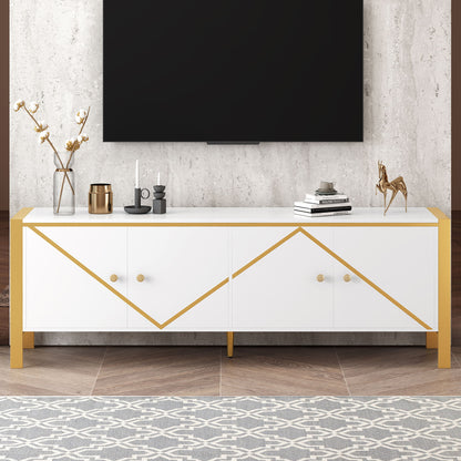 Modern Minimalist TV Stand With 2 Spacious Cabinets Hearth and Haven
