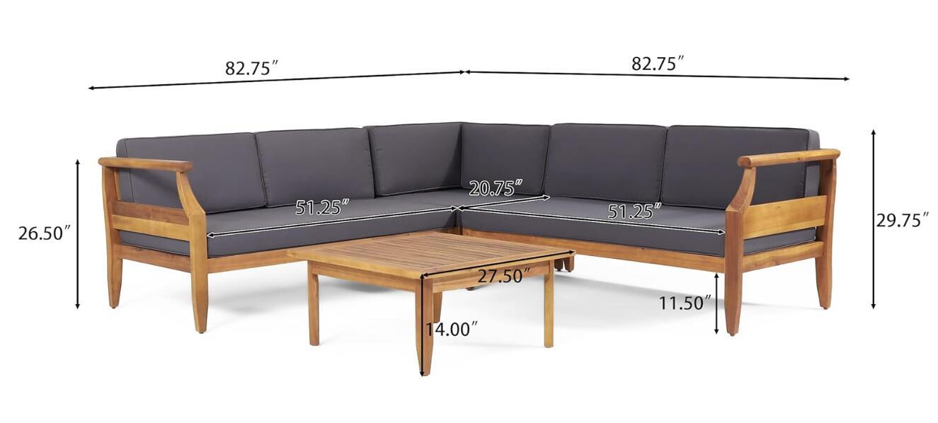 Aston - 4 Piece Sofa Set - Dark Gray Noble House