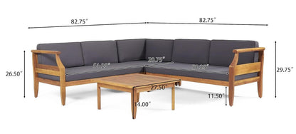 Aston - 4 Piece Sofa Set - Dark Gray Noble House