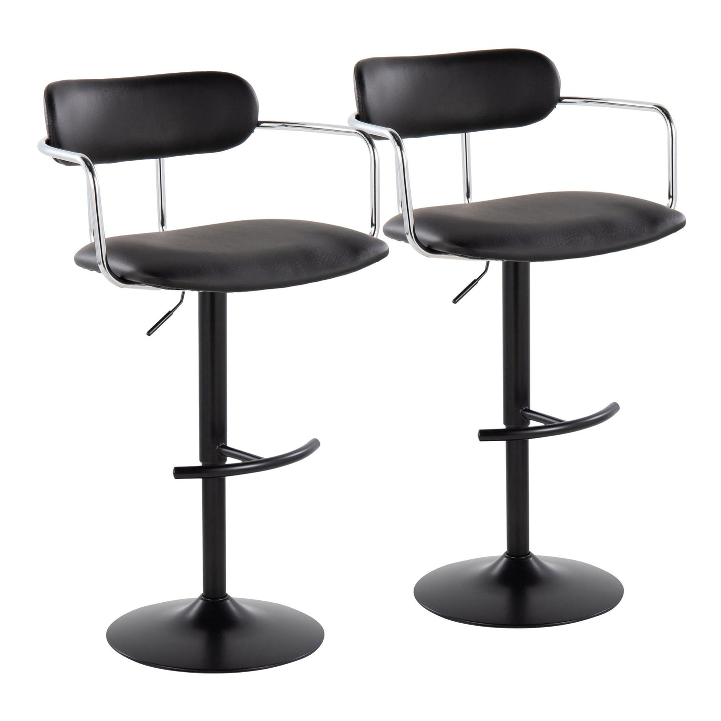 Demi - Contemporary Adjustable Height Barstool With Swivel With Rounded T Footrest (Set of 2) Lumi Source