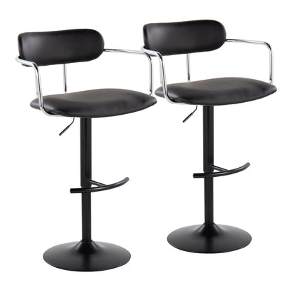Demi - Contemporary Adjustable Height Barstool With Swivel With Rounded T Footrest (Set of 2) Lumi Source