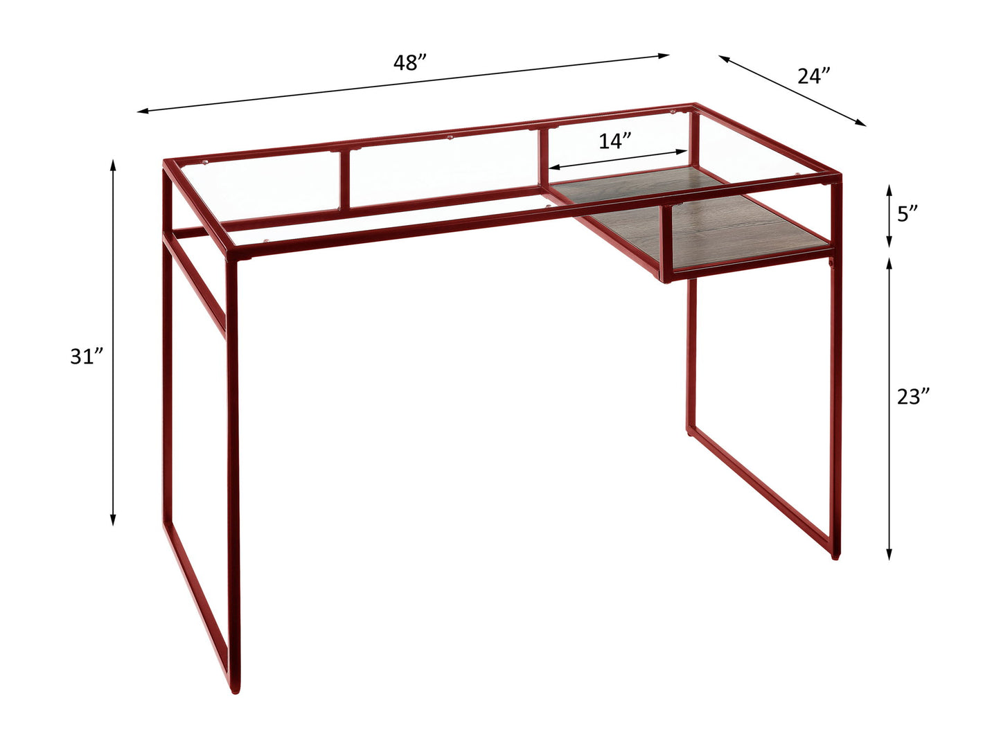 Yasin - Glass Top Writing Desk Acme