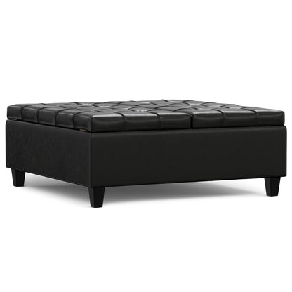 Harrison - Large Square Coffee Table Storage Ottoman - Black Simpli-Home