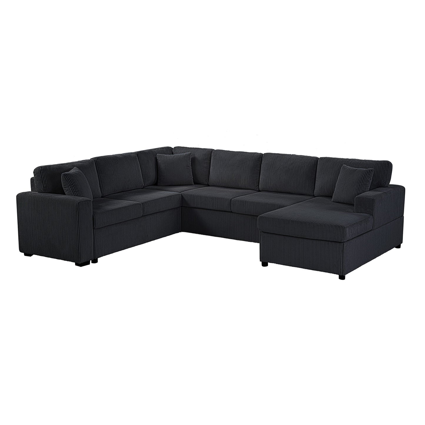 Oversized Sectional U-Shaped Sofa With Chaise Lounge And Three Soft Throw Pillows Hearth and Haven