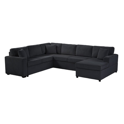 Oversized Sectional U-Shaped Sofa With Chaise Lounge And Three Soft Throw Pillows Hearth and Haven