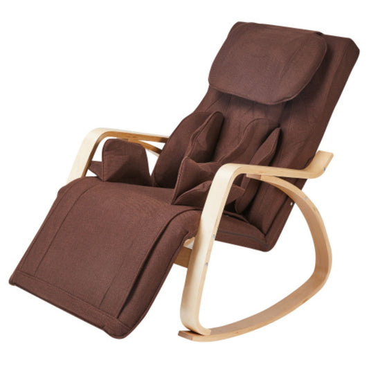 Comfortable Relax Rocking Chair With Full Massage Function Cotton Fabric Air Pressure - Brown Home Essentials