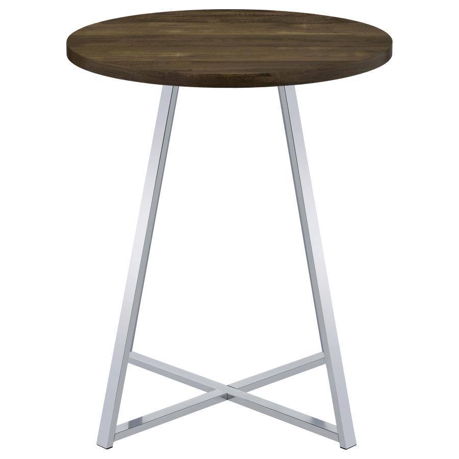 Burkhart - Round Pub Height Bistro Bar Table - Brown Oak CoasterEveryday