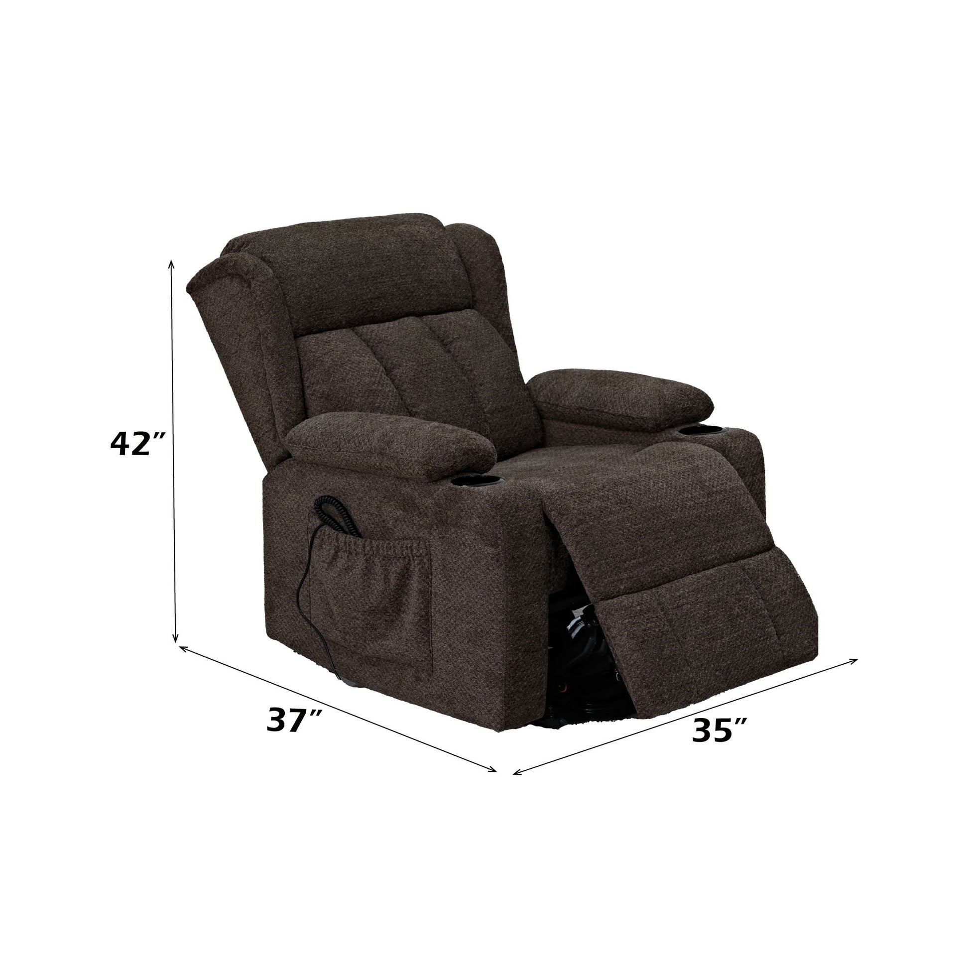 Lusio - Power Motion Recliner With Lift & Cup Holder - Brown Acme