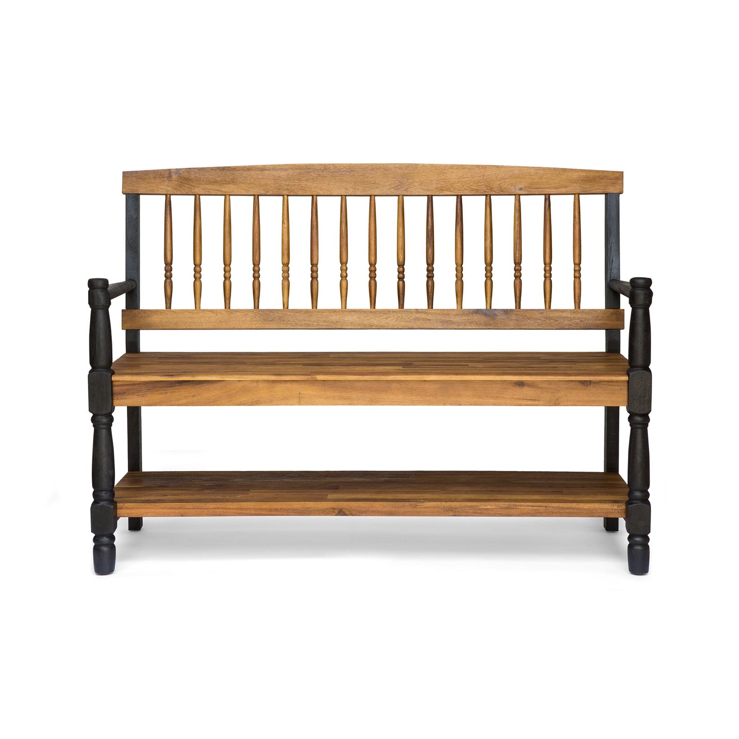 Slatted Bench With Built In Shelf Noble House