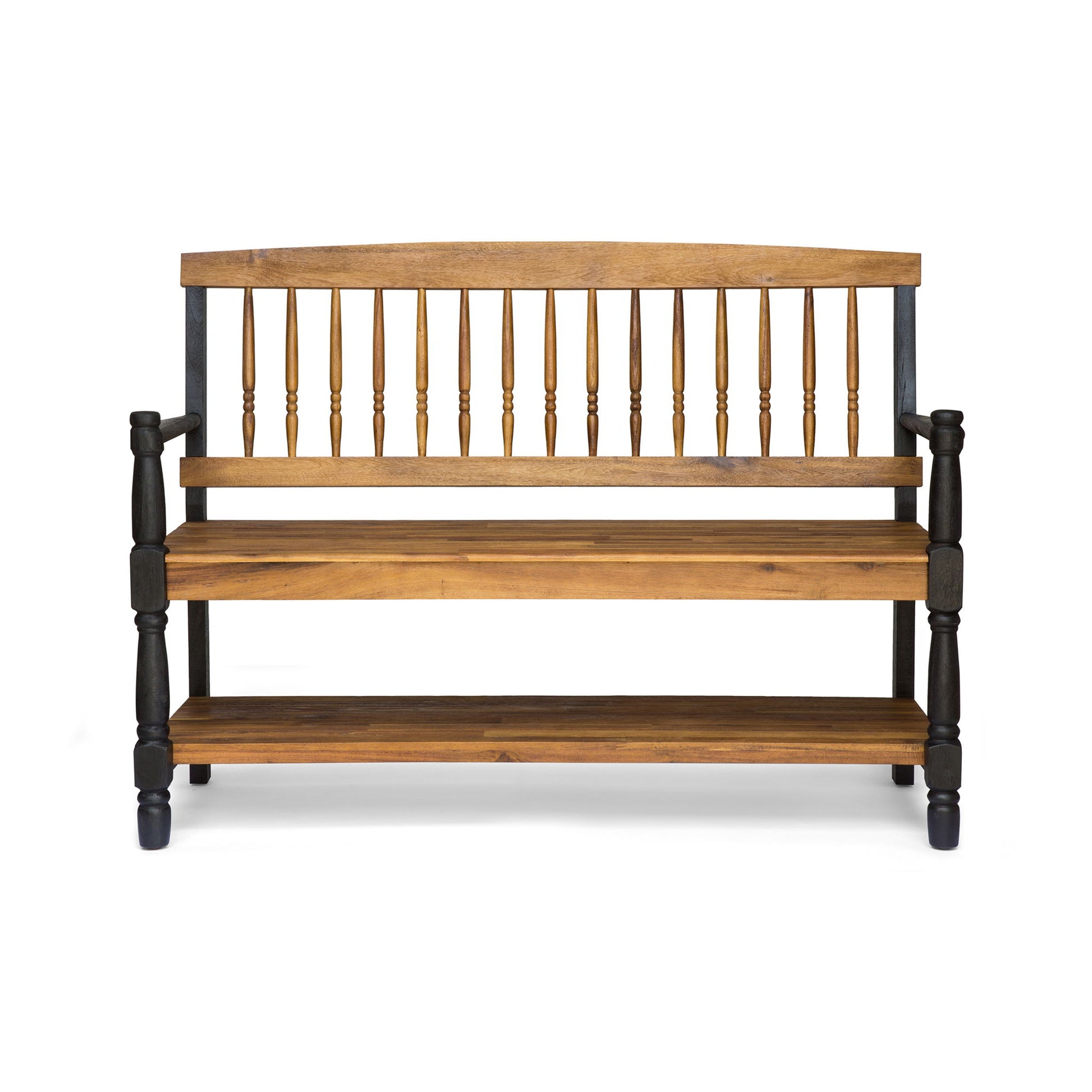 Slatted Bench With Built In Shelf Noble House