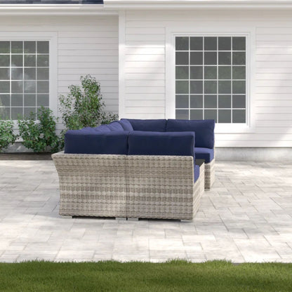 Wicker Sectional Sofa With Cushions And Table LSI Patio Furniture