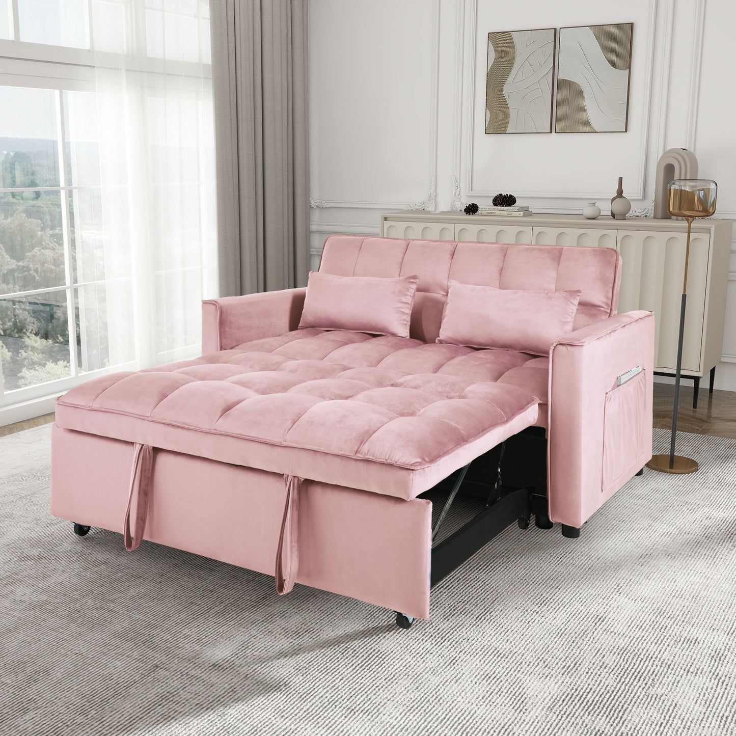 3 In 1 Pull Out Couch Convertible Sofa Bed With Reclining Backrest Home Essentials