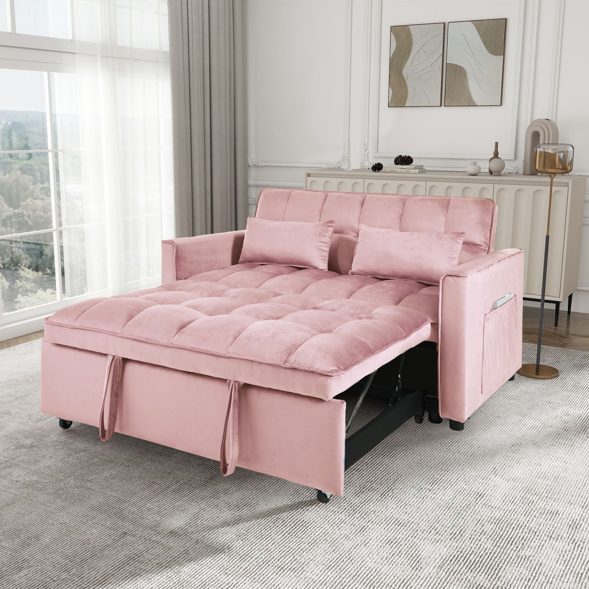 3 In 1 Pull Out Couch Convertible Sofa Bed With Reclining Backrest Home Essentials