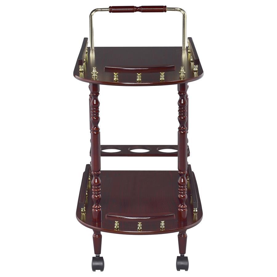 Palmer - 2-Tier Rectangular Wood Bar Cart - Merlot CoasterEveryday