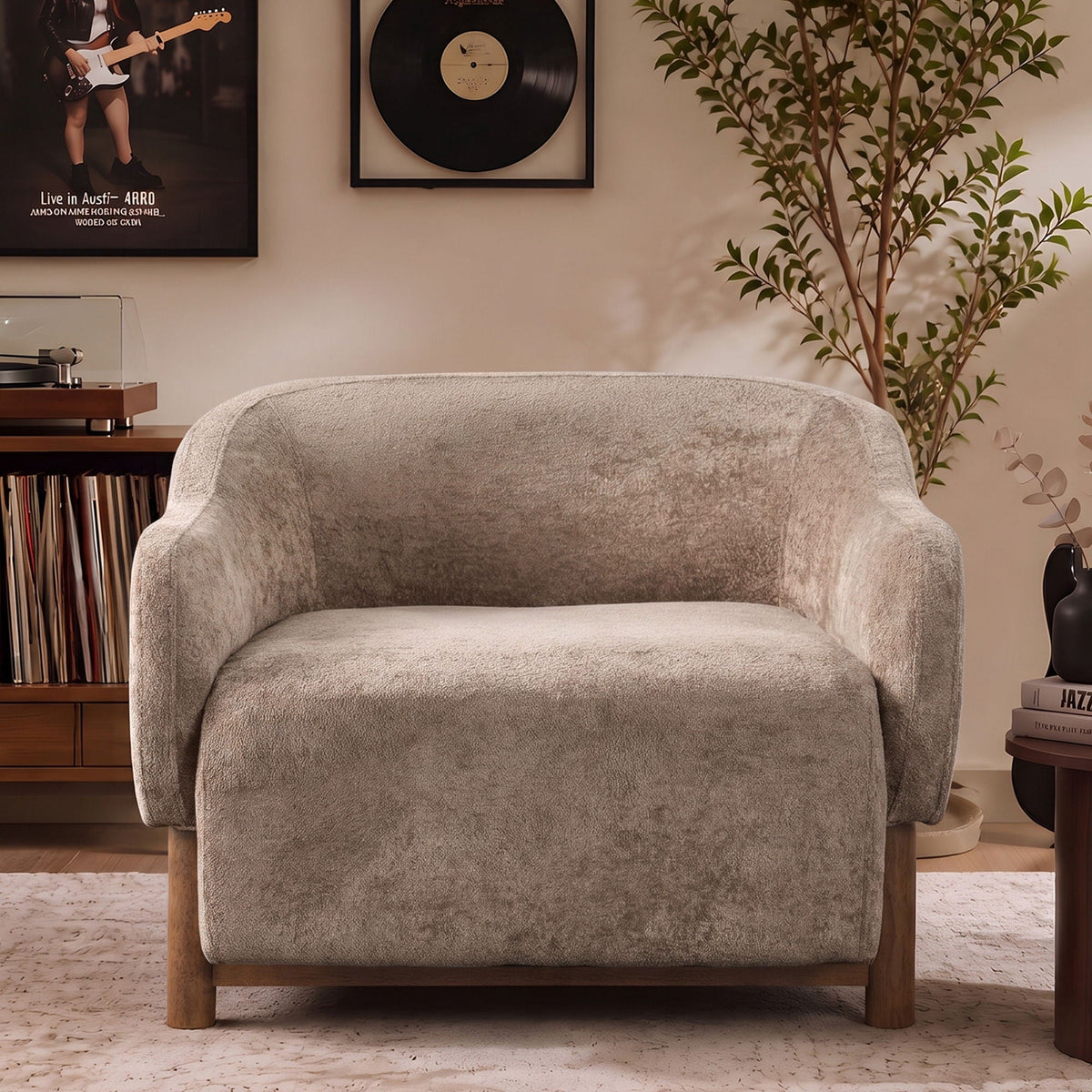 Modern Accent Chair With Recessed Arms And Tight Back Noble House