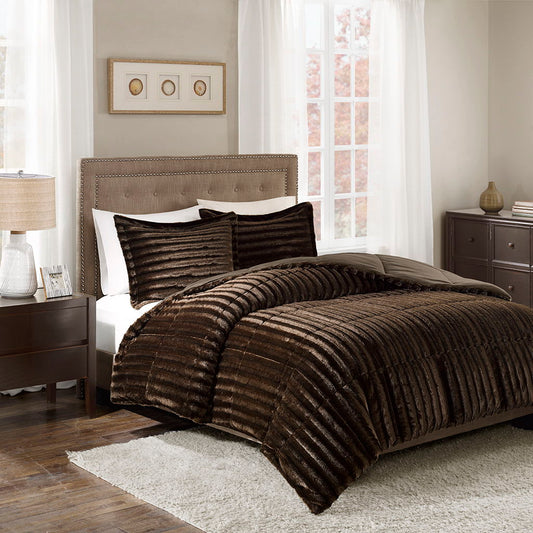 Duke - King Comforter Mini Set - Chocolate Madison Park