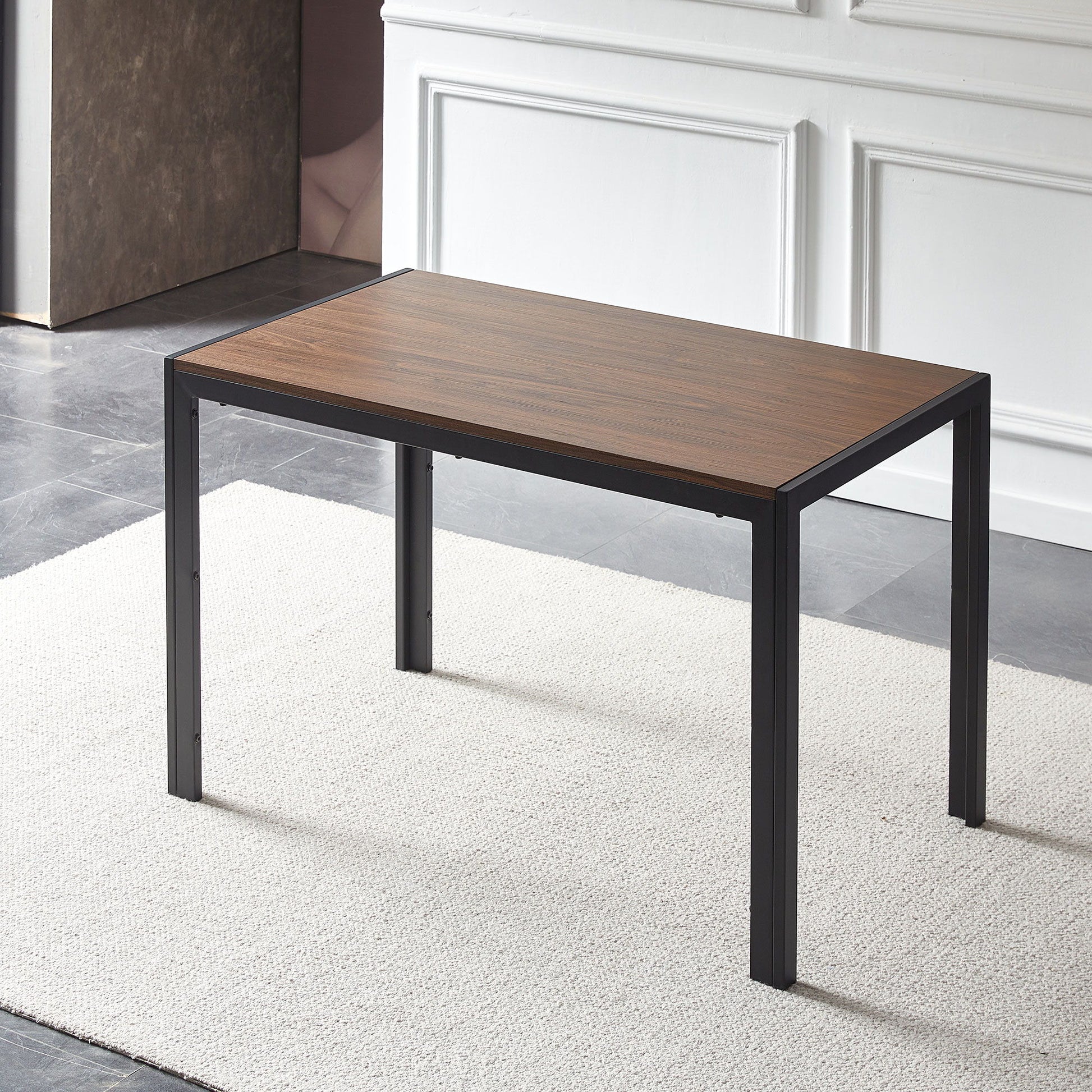 Creative Design Veneered MDF Wood Structure Rectangular Walnut Dining Table - Walnut Home Essentials