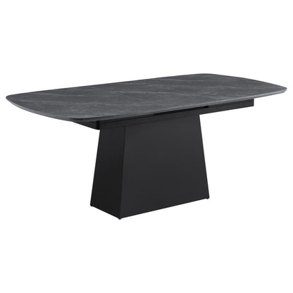 Potero - Faux Marble Extension Leaf Dining Table - Black Coaster Fine Furniture