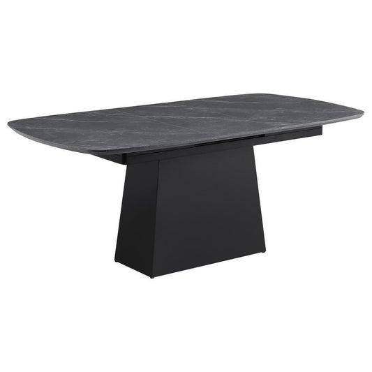 Potero - Faux Marble Extension Leaf Dining Table - Black Coaster Fine Furniture