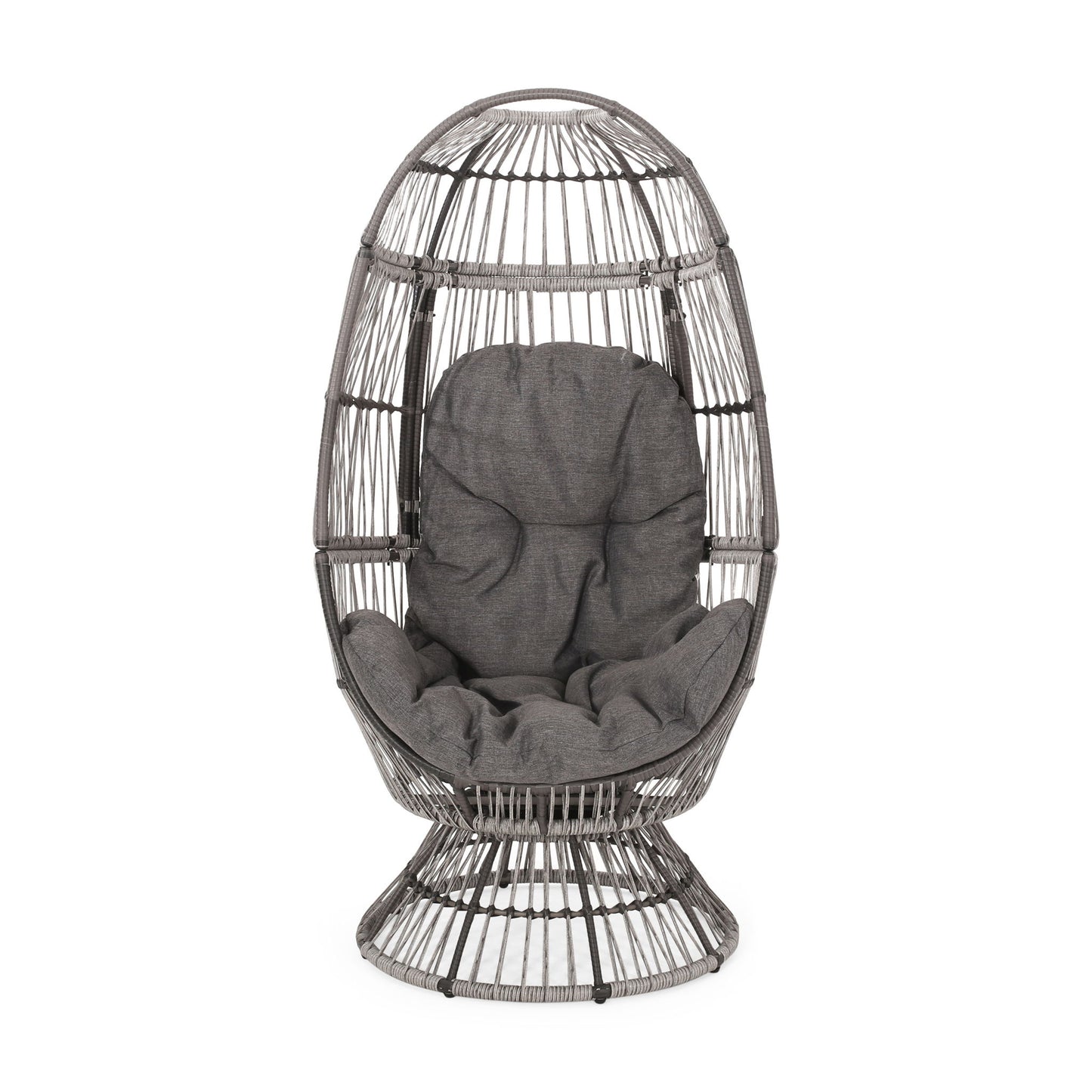 Patio Swivel Basket Egg Chair With Cushion Noble House