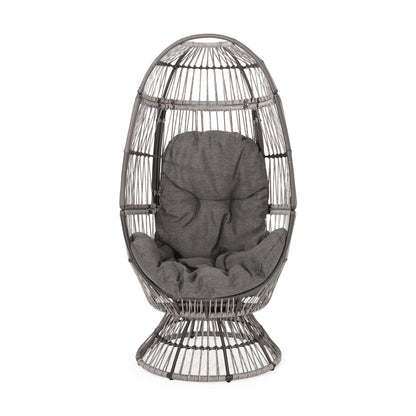 Patio Swivel Basket Egg Chair With Cushion Noble House