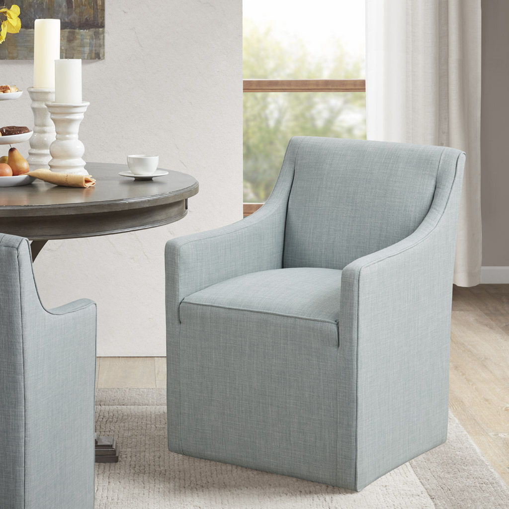 Charlotte - Skirted Dining Arm Chair With Casters - Blue