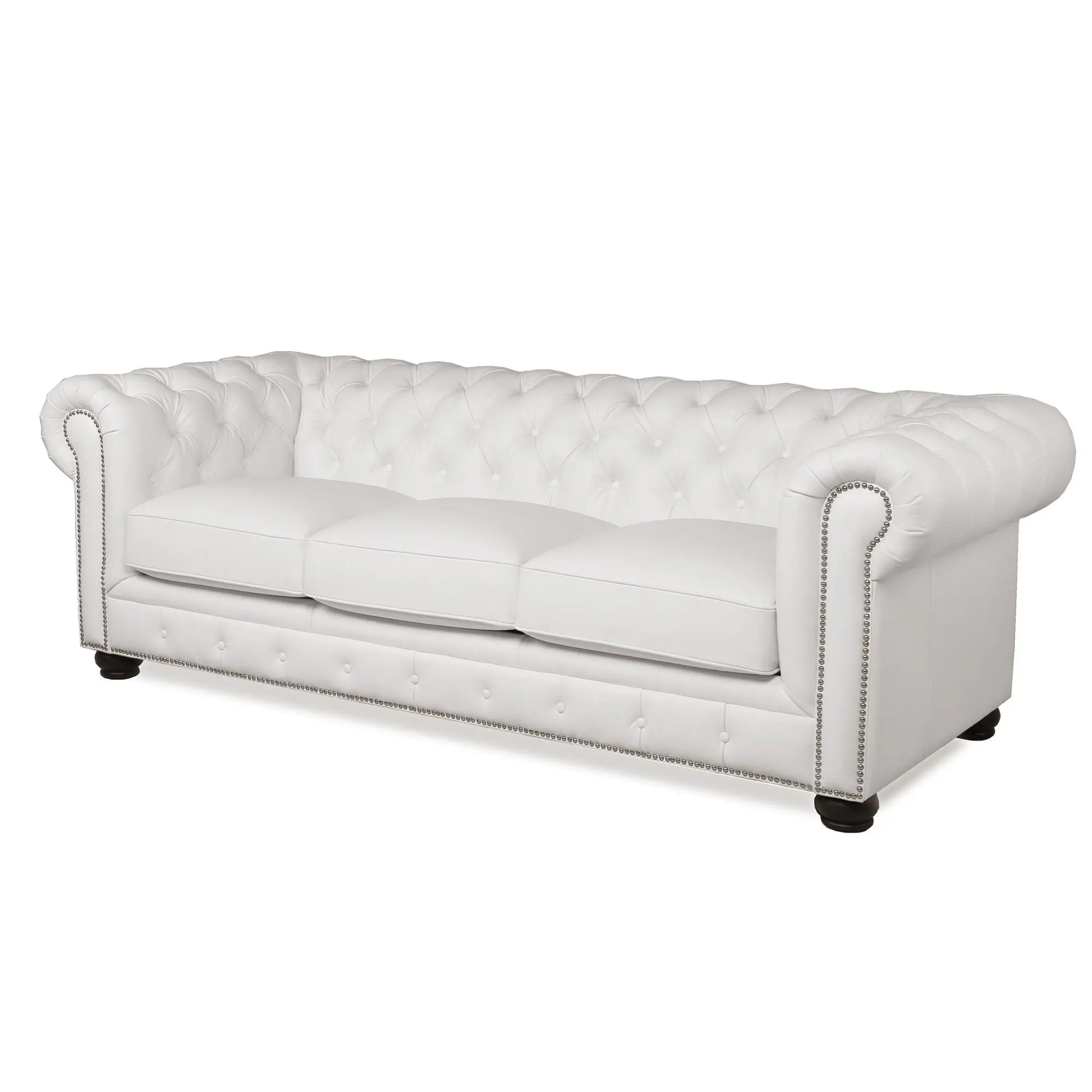 Traditional Tufted Leather Chesterfield Nailhead Sofa Nicelink
